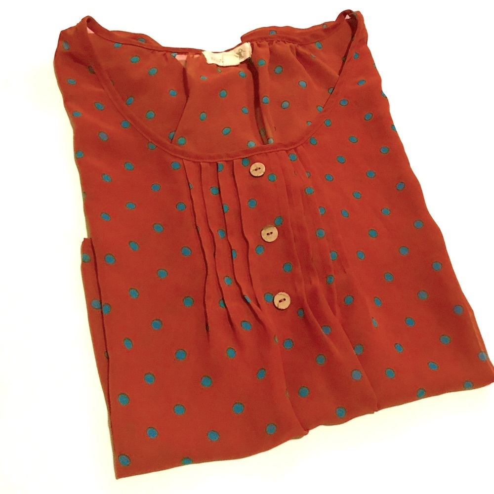🍊EUC🍊 Blue & Orange Dot Tie Top